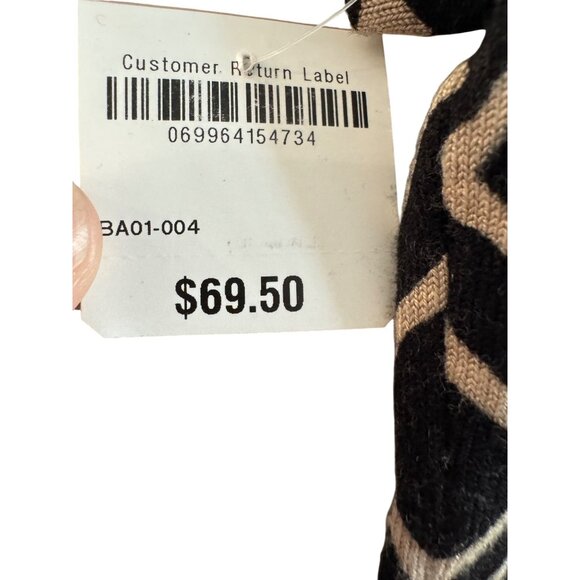 INC Beaded Collar Large Womens Rayon Blend Black Ivory Geometric Short Sleeve To - Picture 5 of 5